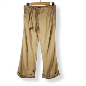 J. Crew City Fit Tie Waist Rolled Cuff Wide Leg Pants Khaki Size 2